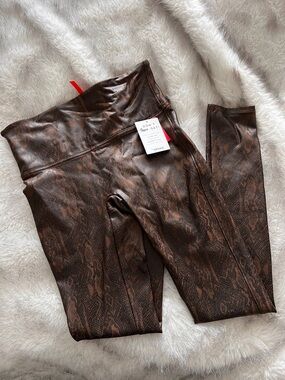 BNWT Spanx Brown Snakeprint Faux Leather Leggings